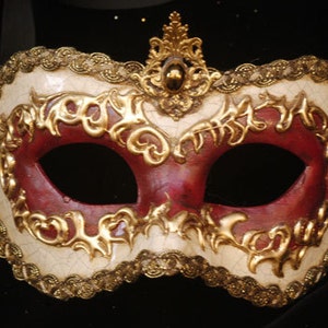 Traditional Venetian EYE Mask - Gold, Red and White M111/112/113/114
