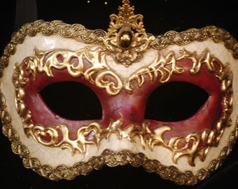 Traditional Venetian EYE Mask - Gold, Red and White M111/112/113/114