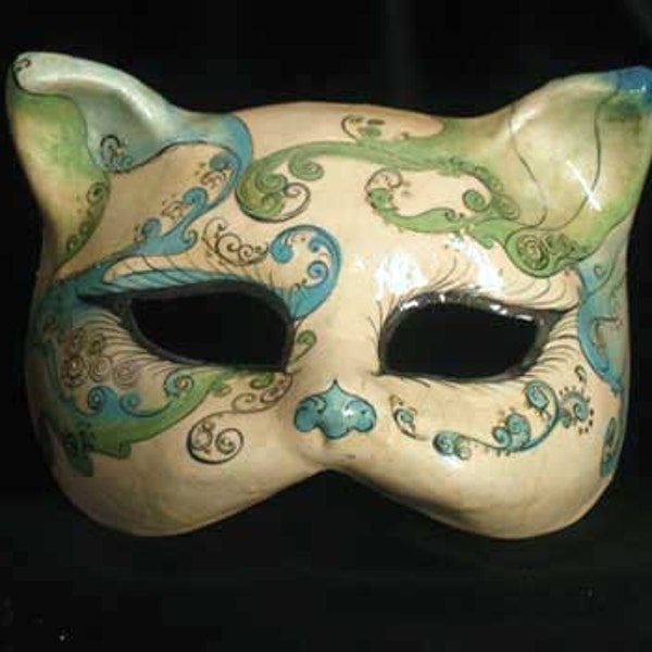 Masquerade Cat Mask. Lovely and Cute Cat. Original Venetian papier mache masks to wear, handmade in Venice, Cat Costumes OR27/26/47