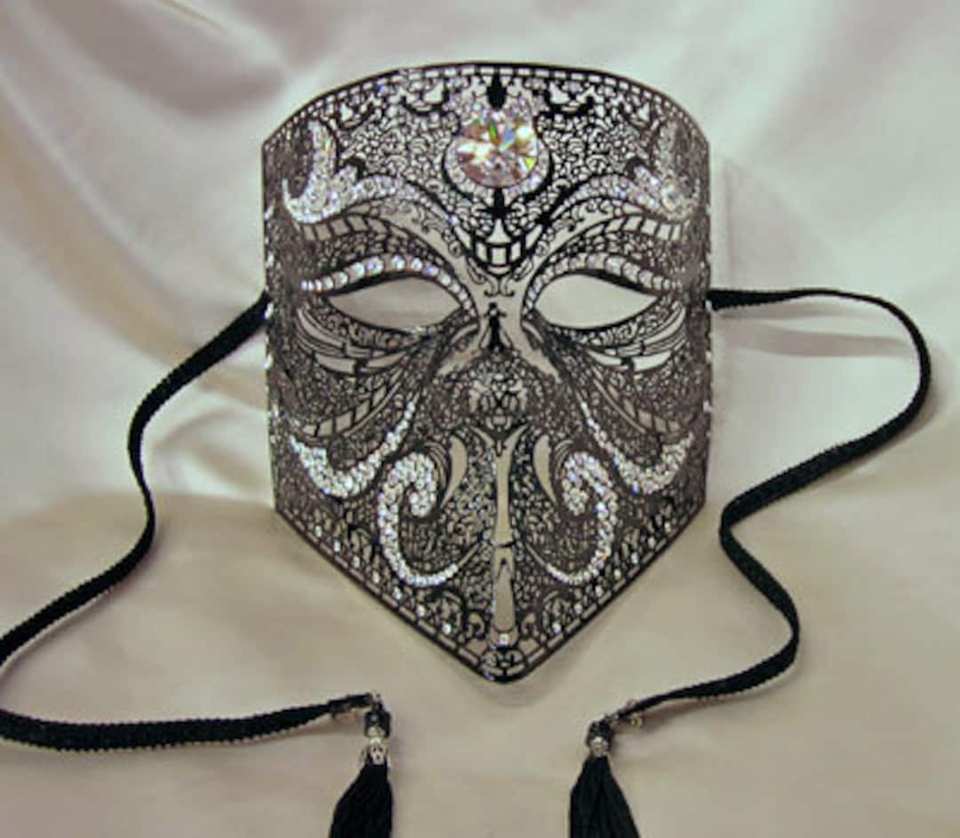 ベネチアンマスク　Bauta Ducale Black Venetian Total Black | Papier Mache Wearable Venetian Masks