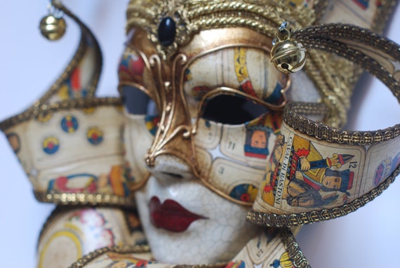 Jester Mask White And Gold Joker Wall Decoration Venetian Etsy
