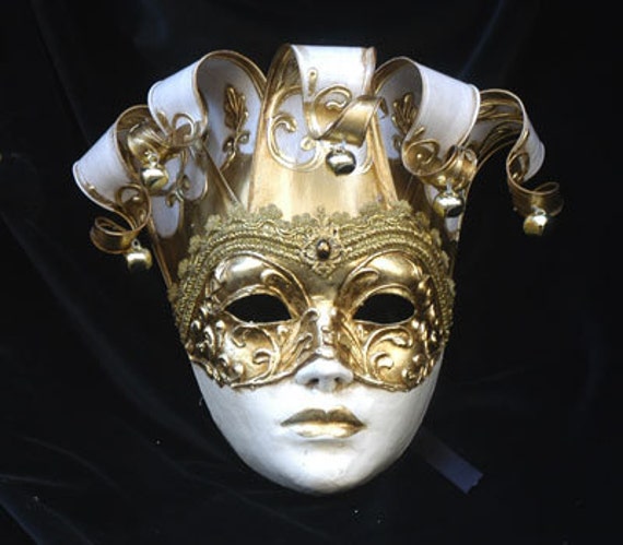 Joker Mask - Jester Masquerade Mask - Full Face Venetian Mask Gold and Red/Gold and White- Home Decor, Interior Design Mask F29/F30