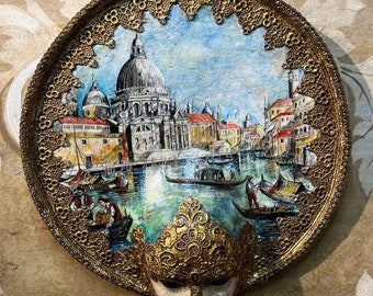 Venetian Mask,Hand Painted Grand Canal,Venice Mask