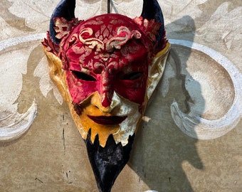 Venetian Mask,Velvet Painted Devil Mask,Original Venice Mask
