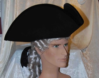 Tricorno nero - Cappello storico da uomo in lana, 18 cm cap03