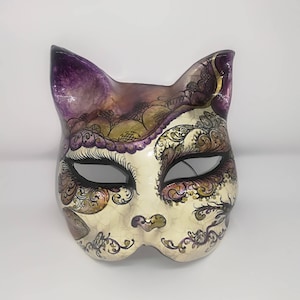 Maschera Gatto variedecorazioni e sfumature.- maschera veneziana fatta a mano