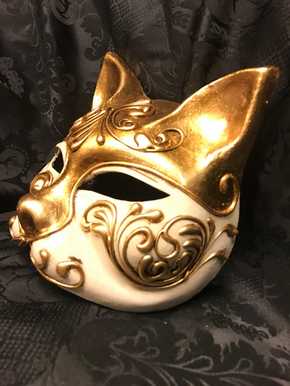 Original Venetian Cat Mask Pink and White Cat Mask Hand Decorated in Venice  