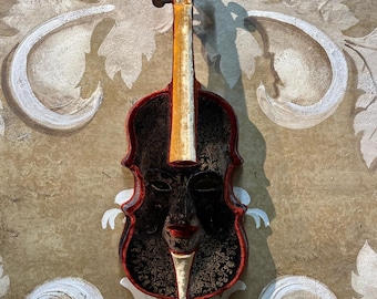 Venice Mask,Velvet Violin Painted,Hand Made Original Mask