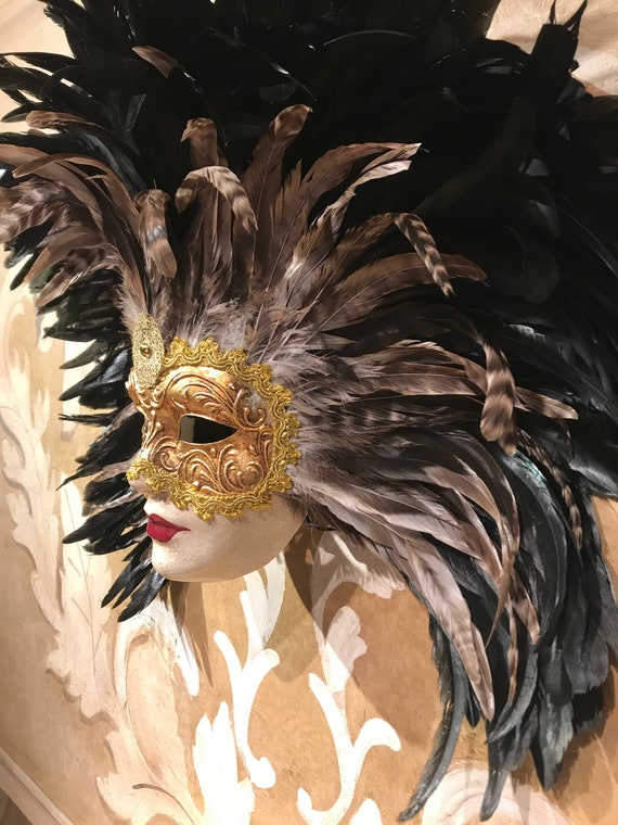 Masque de bal masqué avec plumes femme violet-or : Deguise-toi, achat de