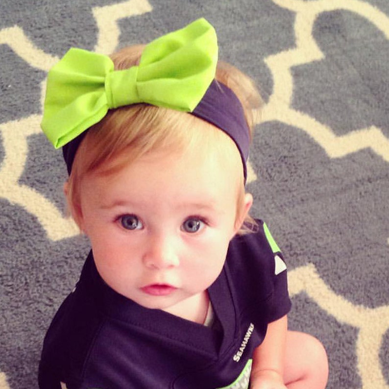 Too Cute and Sporty!!! NEW Blue and Green Cotton Stretch Seattle Seahawk 12th Baby Headband-