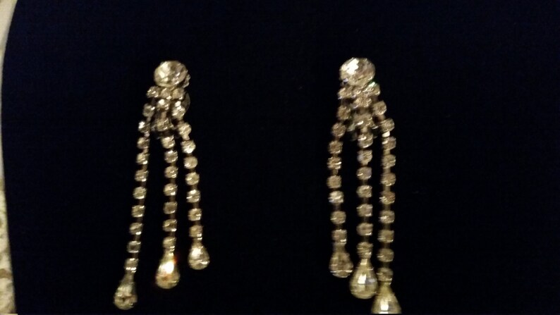 Sparkling Dangling Vintage Rhinestone Earrings image 1