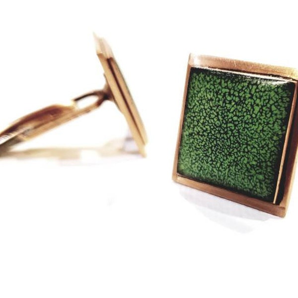 Vintage Copper Cufflinks, Copper and Green, Pat. Pend., Mod, Minimalist, Retro, Gifts for him