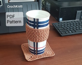 coaster cup cozy, Alpine stitch crochet coaster, Alpine stitch crochet cup cozy