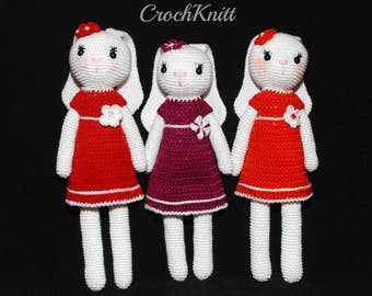 Lily the bunny doll by CrochKnitt, PDF file, doll pattern, Lily the bunny, Crochet doll, amigurumi, bunny, rabbit, Lily the bunny, pattern