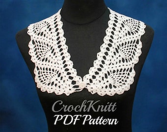 Pineapple crochet collar pattern by CrochKnitt, PDF downloadable pattern, collar pattern, collar