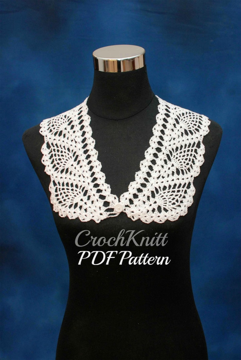 Pineapple crochet collar pattern by CrochKnitt, PDF downloadable pattern, collar pattern, collar zdjęcie 1