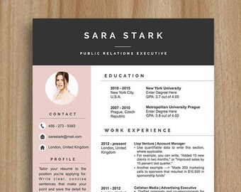 Creative Resume Template | CV Template | Cover Letter | For MS Word / iWork | Instant Download | Modern Resume Design | Mac / Pc