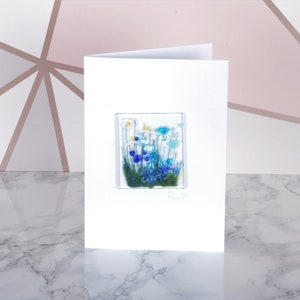 Handmade Fused Glass Art Cards Wildflower, Cornflower, Blooming, Violet, Daffodil, Daisy, Gerbera, Poppy, Beach mothers day cornflower