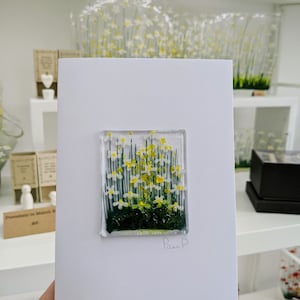 Carte de voeux Daisy en verre fusionné - intérieur vierge - anniversaire - nouvelle maison - félicitations - fête des mères - anniversaire