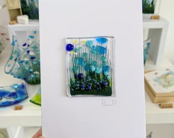 Cornflower Fused Glass Card - Blank Inside - Birthday - New Home - Congratulations