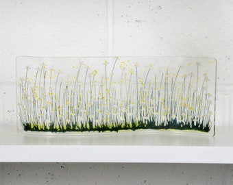 Handmade Fused Glass Art - Large Daisy Wave