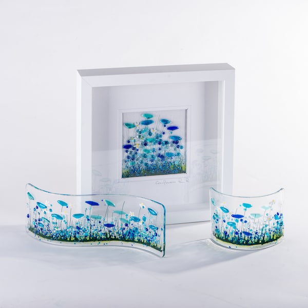 Handcrafted Fused Glass Art - Cornflower Collection