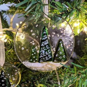 Handcrafted Fused Glass Art - Christmas Globe Tree Decoration