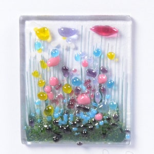 Carte en verre fusionné fleurs sauvages - intérieur vierge, idéal pour les anniversaires, la fête des mères et la retraite
