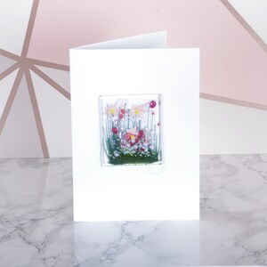 Handmade Fused Glass Art Cards Wildflower, Cornflower, Blooming, Violet, Daffodil, Daisy, Gerbera, Poppy, Beach mothers day Blooming