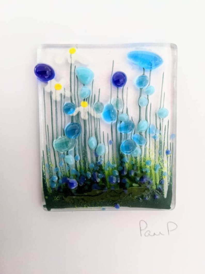 Cornflower Fused Glass Greeting Card Blank Inside Birthday New Home Congratulations image 2