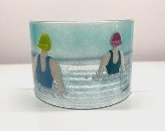 Handcrafted Fused Glass Art - Wild Swimmers Curve