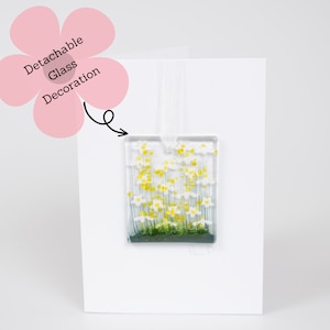 Carte de voeux suspendue en verre fusionné Daisy - Intérieur vierge - Anniversaire - Nouvelle maison - Félicitations - Fête des Mères - Anniversaire