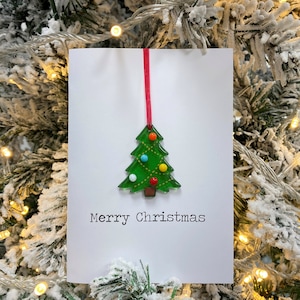 Carte en verre fusionné Arbre de Noël - Intérieur vierge - avec souvenir amovible