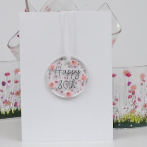 Carte d'anniversaire / 30e anniversaire en verre fusionné - Vierge à l'intérieur avec souvenir amovible