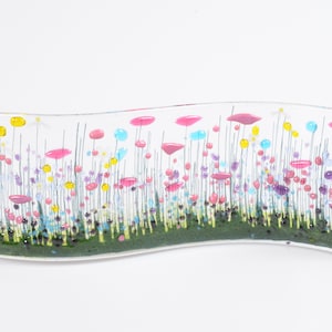Handcrafted Fused Glass Art - Wild Garden Wave