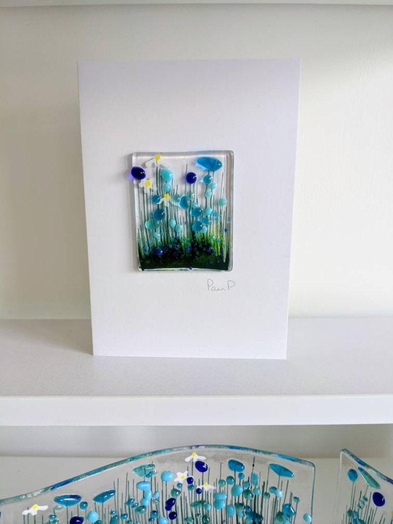 Cornflower Fused Glass Greeting Card Blank Inside Birthday New Home Congratulations image 3