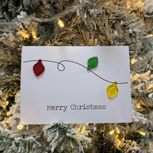 Carte en verre fusionné avec illuminations de Noël - intérieur vierge - période des fêtes
