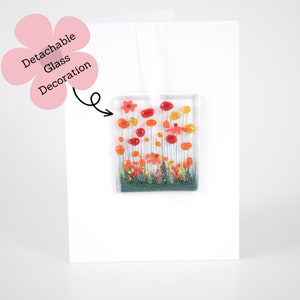 Carte de voeux suspendue en verre suspendu Gerbera - intérieur vierge - anniversaire - nouvelle maison - félicitations - fête des mères - anniversaire