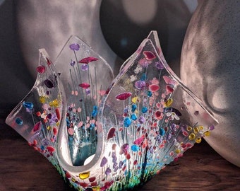 Handcrafted Fused Glass Art - Tealight Holders/ Vases