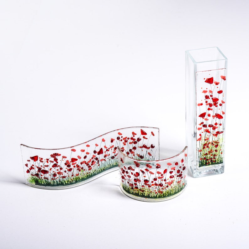 Handmade Fused Glass Art Poppy Small Wave - Etsy UK