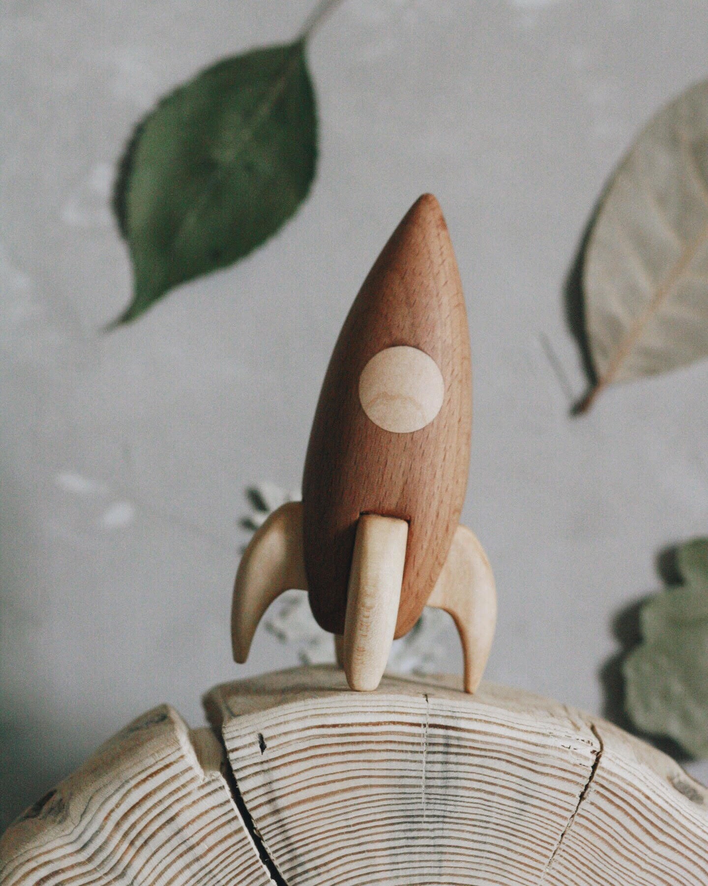 wooden space rocket toy