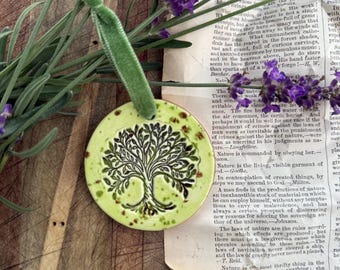 Handmade Ceramic Christmas Ornament | Green Tree of Life