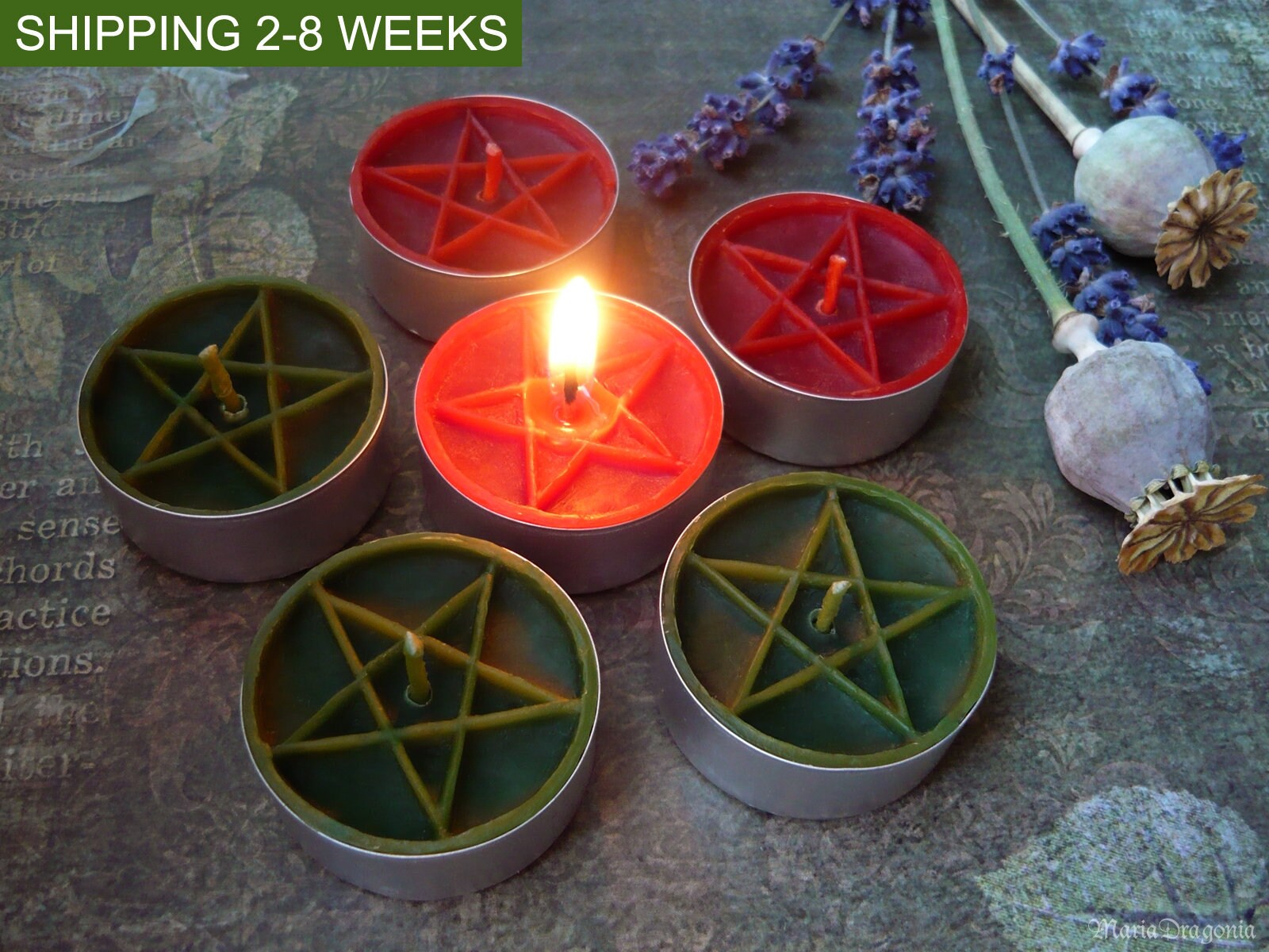 Colored Beeswax Candle Set of 6 Pentagram Tea Light Candles Etsy