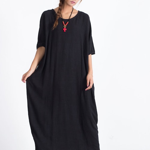 Short Sleeves Summer Midi Linen Dress Oversize Loose Linen - Etsy