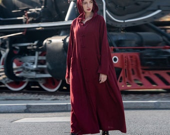 Women linen dresses with pockets Long Sleeve maxi Cardigan hoodie dress plus size soft Cotton Casual Loose long dress button dresses S24