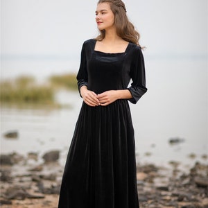 Women's velvet dress 3/4 sleeve Loose Bridesmaid Velvet Dress large size dress velvet kaftan dress prom dress birthday gift holiday gift R18 image 5