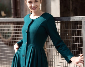 cocktail dress maxi wool dress burgundy wool dress Linennaive maxi winter dress blue dress party dress wool winter dress