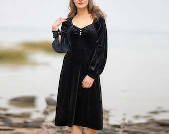 Women's Velvet Dress Long Sleeve Dress Maxi Bridesmaid Velvet Dress Plus Size Clothing Winter Fall Dress Custom Dress Velvet Long Dress R34