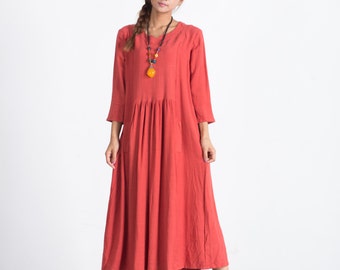 Linen dresses for women 3/4 sleeve maxi dress linen cotton  kaftan spring long dress loose Casual Dress wedding plus size clothing  A49