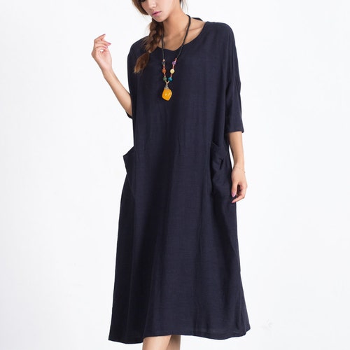 50% SALE Women Linen Maxi Dress Short Sleeves Summer Linen - Etsy